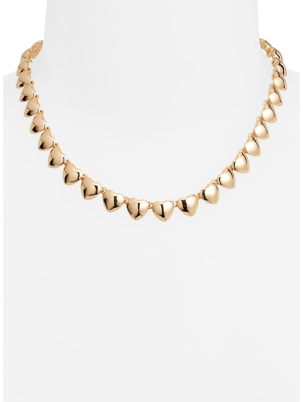 Open Edit Puffy Heart Collar Necklace Gold Tone NWT Y2K Romantic Statement CC